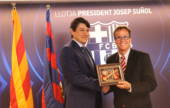 An official visit of the Azerbaijani delegation to the FC Barcelona football club.